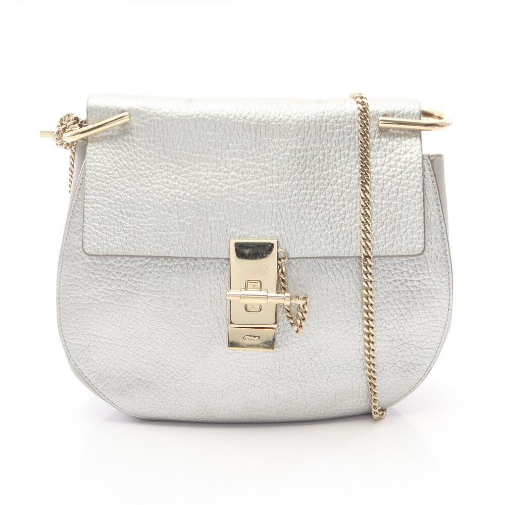 Chloe Drew Shoulder Bag Leather Silver Tone
